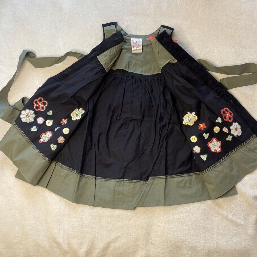 Silly Sissy Jumper Dress Little Girls Black Green Corduroy Hipster Butterfly Bow - Picture 4 of 8